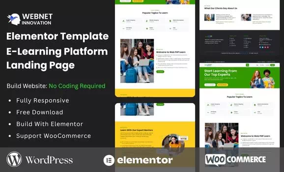 E-Learning Landing Page Free Elementor Template