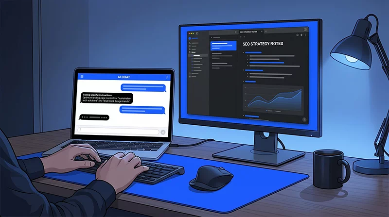 Person working on SEO strategy notes